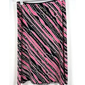 W Wrapper Women's Abstract Pink & Black Stripes Bubbles Skirt Y2K Size Large